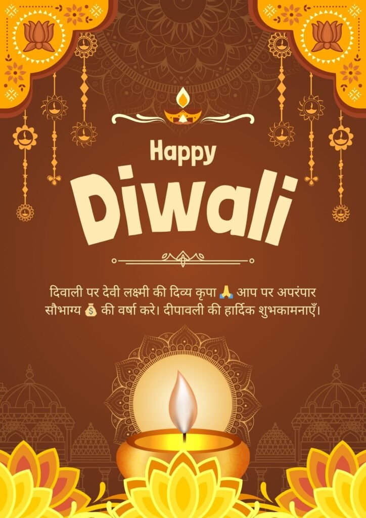 दिवाली पर देवी लक्ष्मी की दिव्य कृपा 🙏 आप पर अपरंपार सौभाग्य 💰 की वर्षा करे। दीपावली की हार्दिक शुभकामनाएँ।